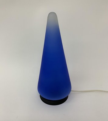 Vintage Blue Glass Cone Table Lamp, 1970s-BGP-1325250