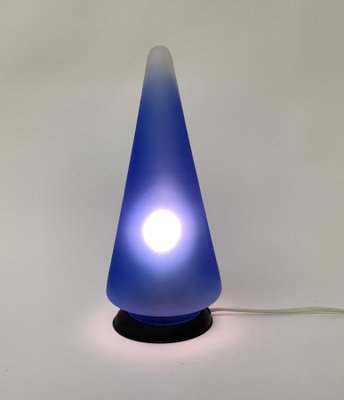 Vintage Blue Glass Cone Table Lamp, 1970s-BGP-1325250