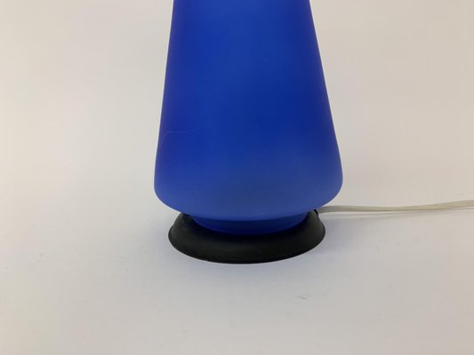 Vintage Blue Glass Cone Table Lamp, 1970s-BGP-1325250