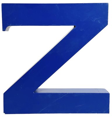 Vintage Blue Iron Facade Letter Z, 1970s-CGF-1734004