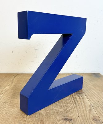 Vintage Blue Iron Facade Letter Z, 1970s-CGF-1734004