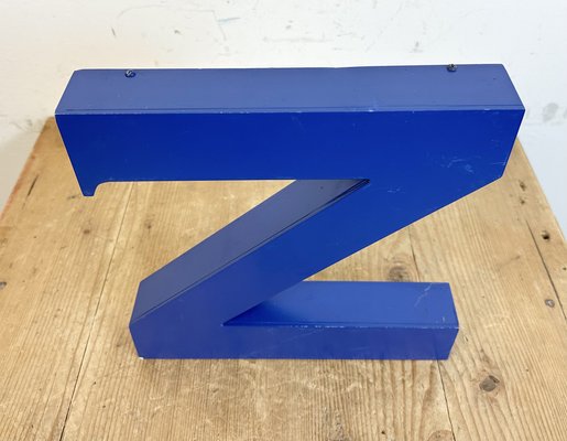 Vintage Blue Iron Facade Letter Z, 1970s-CGF-1734004