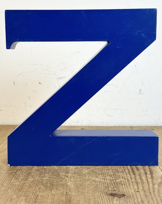 Vintage Blue Iron Facade Letter Z, 1970s-CGF-1734004