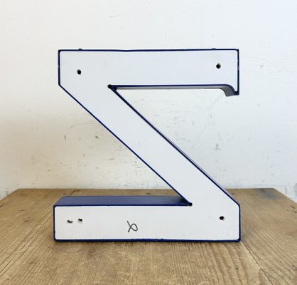 Vintage Blue Iron Facade Letter Z, 1970s-CGF-1734004