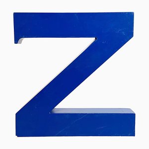 Vintage Blue Iron Facade Letter Z, 1970s-CGF-1734004