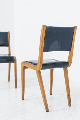 Vintage Blue Leather Italian Armchairs, 1950s, Set of 2-RCE-1166350