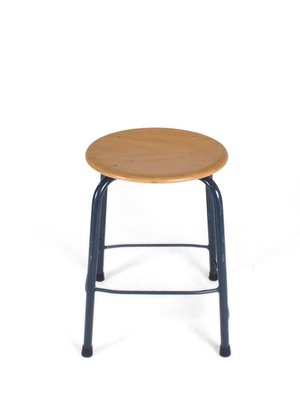 Vintage Blue Metal Frame Stools, Set of 4-PX-623322