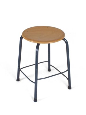 Vintage Blue Metal Frame Stools, Set of 4-PX-623322