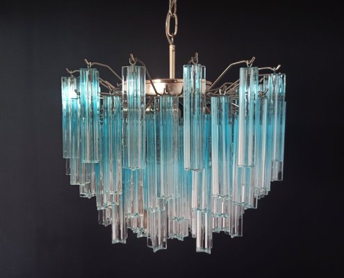 Vintage Blue Murano Glass Quadriedri Ceiling Lamp, 1980s-FHZ-705806