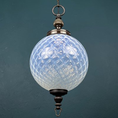 Vintage Blue Murano Sphere Ball Pendant Lamp, Italy, 1970s-WQC-1339073