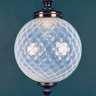 Vintage Blue Murano Sphere Ball Pendant Lamp, Italy, 1970s-WQC-1339073