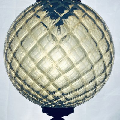 Vintage Blue Murano Sphere Ball Pendant Lamp, Italy, 1970s-WQC-1339073