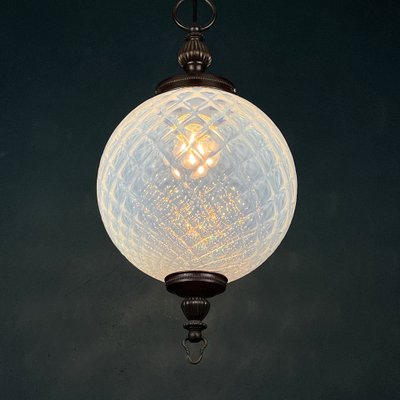 Vintage Blue Murano Sphere Ball Pendant Lamp, Italy, 1970s-WQC-1339073