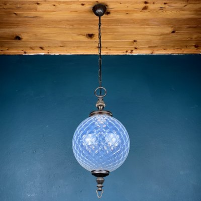 Vintage Blue Murano Sphere Ball Pendant Lamp, Italy, 1970s-WQC-1339073