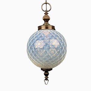 Vintage Blue Murano Sphere Ball Pendant Lamp, Italy, 1970s-WQC-1339073