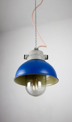 Vintage Blue Small Industrial Pendant Lamp from TEP-HGJ-739242