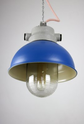 Vintage Blue Small Industrial Pendant Lamp from TEP-HGJ-739242