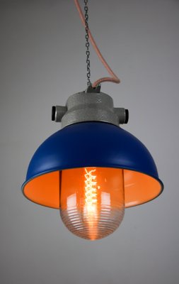 Vintage Blue Small Industrial Pendant Lamp from TEP-HGJ-739242