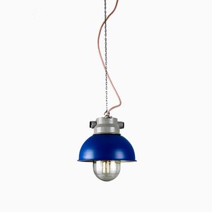 Vintage Blue Small Industrial Pendant Lamp from TEP-HGJ-739242