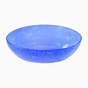 Vintage Blue Splatter Effect Glass Bowl, 1930s-IXK-953636