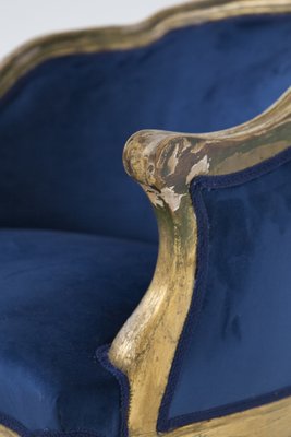 Vintage Blue Velvet and Gilt Wood Armchair, 1890s-RCE-1382802