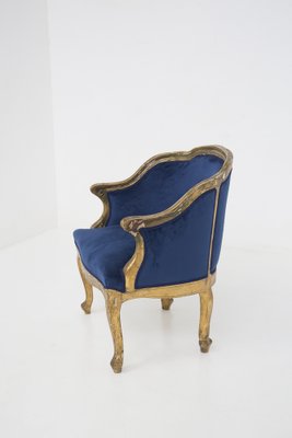 Vintage Blue Velvet and Gilt Wood Armchair, 1890s-RCE-1382802