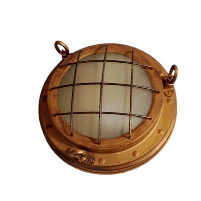 Vintage Boat Brass and Glass Ceiling Lamp, 1980s-TCS-2015904