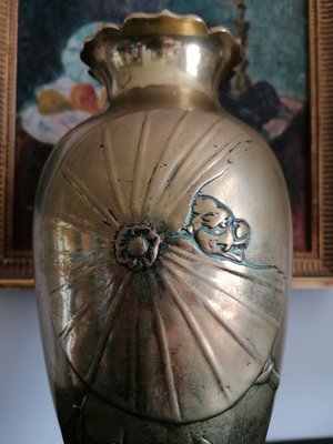 Vintage Boho Chic Brass Yokai Vase-GO-968942