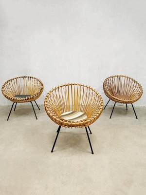 Vintage Boho Lounge Chairs, 1950s, Set of 3-BW-725137