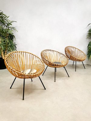 Vintage Boho Lounge Chairs, 1950s, Set of 3-BW-725137