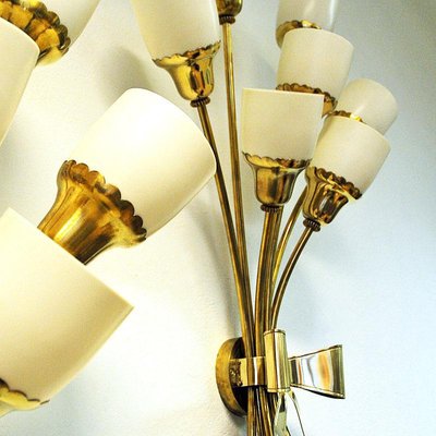 Vintage Bouquet Brass Wall Lamps, 1940s, Set of 2-HEU-1066064