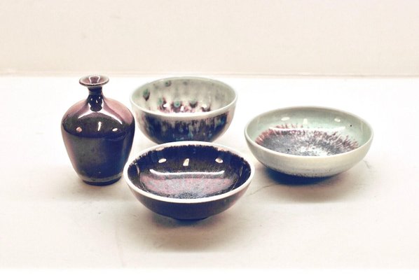 Vintage Bowls & Vase Set by Sven Hofverberg, Set of 4-HYQ-1226228