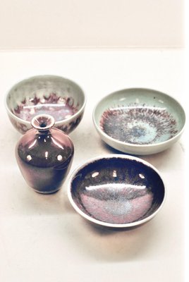 Vintage Bowls & Vase Set by Sven Hofverberg, Set of 4-HYQ-1226228