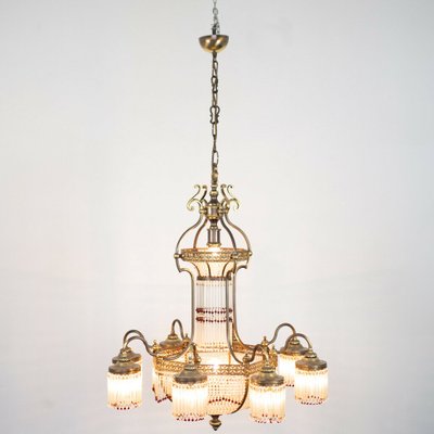 Vintage Brass 10-Light Chandelier, 1950s-ZLY-744057