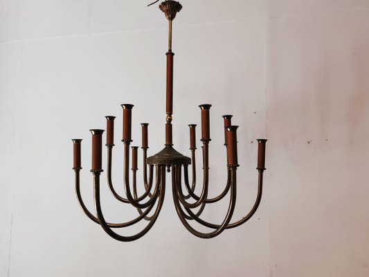 Vintage Brass 12-Light Chandelier-QLH-883474