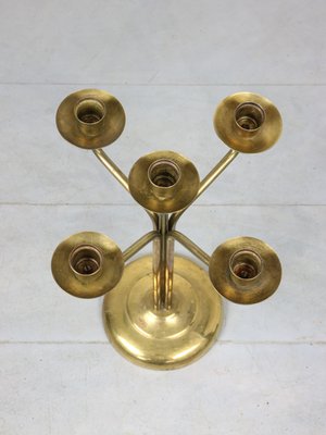 Vintage Brass 5-Arm Candle Holder-HGJ-1440949