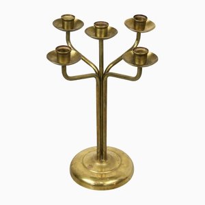 Vintage Brass 5-Arm Candle Holder-HGJ-1440949