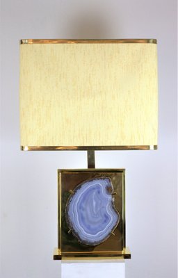 Vintage Brass & Agate Table Lamp by Willy Daro, 1970s-CBP-1383432