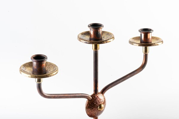 Vintage Brass and Copper Candlestick, Germany, 1960s-ZCI-752195