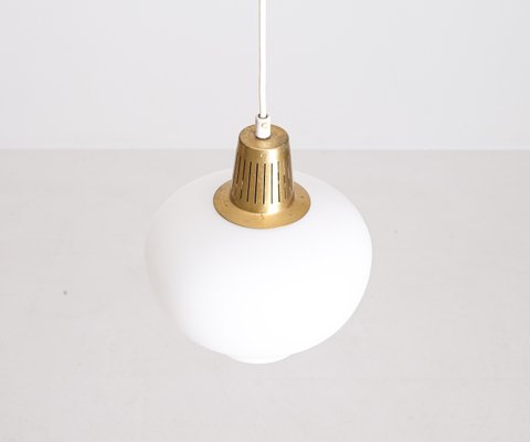 Vintage Brass and Glass Ceiling Lamp by Hans Bergström, 1950s-QU-1724498