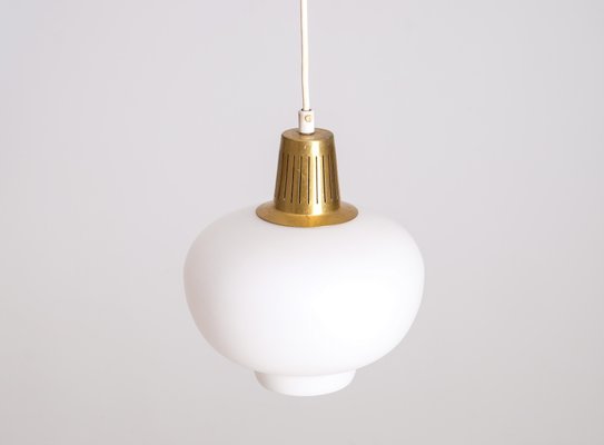 Vintage Brass and Glass Ceiling Lamp by Hans Bergström, 1950s-QU-1724498