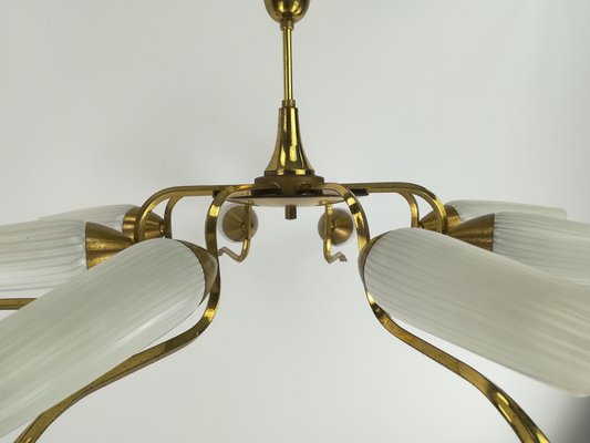 Vintage Brass and Glass Chandelier, 1960s-KDB-1417467