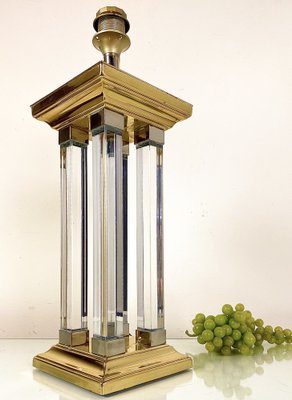 Vintage Brass and Glass Column Table Lamp, 1970s-WZZ-1765283