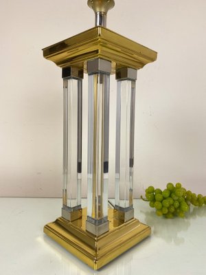 Vintage Brass and Glass Column Table Lamp, 1970s-WZZ-1765283