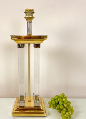 Vintage Brass and Glass Column Table Lamp, 1970s-WZZ-1765283