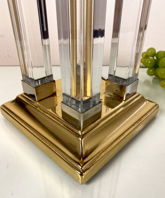 Vintage Brass and Glass Column Table Lamp, 1970s-WZZ-1765283