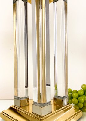 Vintage Brass and Glass Column Table Lamp, 1970s-WZZ-1765283