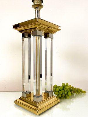 Vintage Brass and Glass Column Table Lamp, 1970s-WZZ-1765283