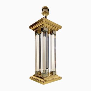 Vintage Brass and Glass Column Table Lamp, 1970s-WZZ-1765283