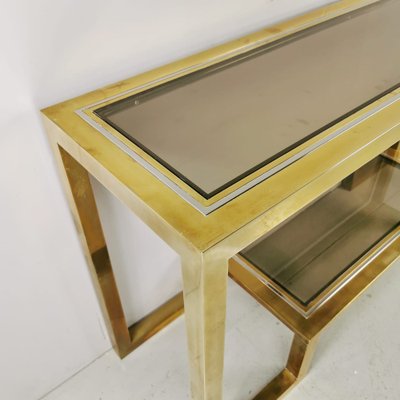 Vintage Brass and Glass Console Table, 1970s-PRS-1385555